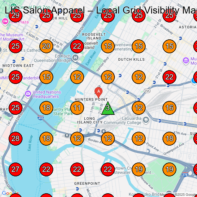 LIC Salon Apparel GeoGrid visibility map for Beauty Product Supplier in Bronx